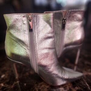 ZARA Trafaluc Silver metallic ankle boots, NEW!